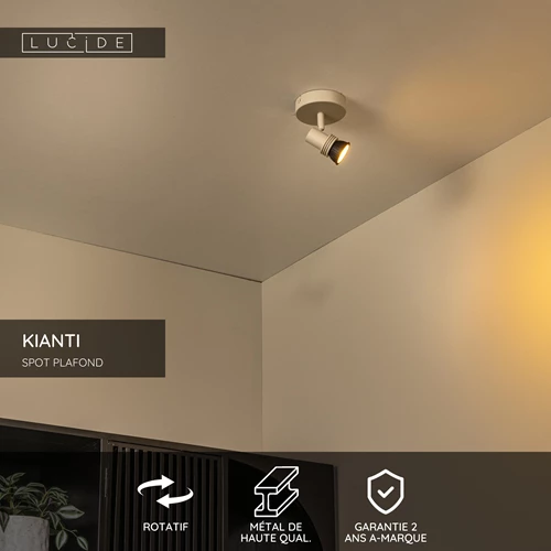 Lucide KIANTI - Spot plafond - Ø 10 cm - 1xGU10 - Taupe - USP